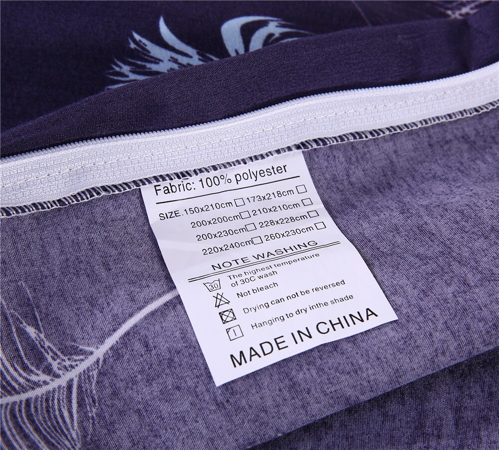 2 or 3pcs Feather Plume Pattern Duvet Cover Set,Simple Bedding Set with Zipper Closure,1 Duvet Cover, 1/2 Pillowcases