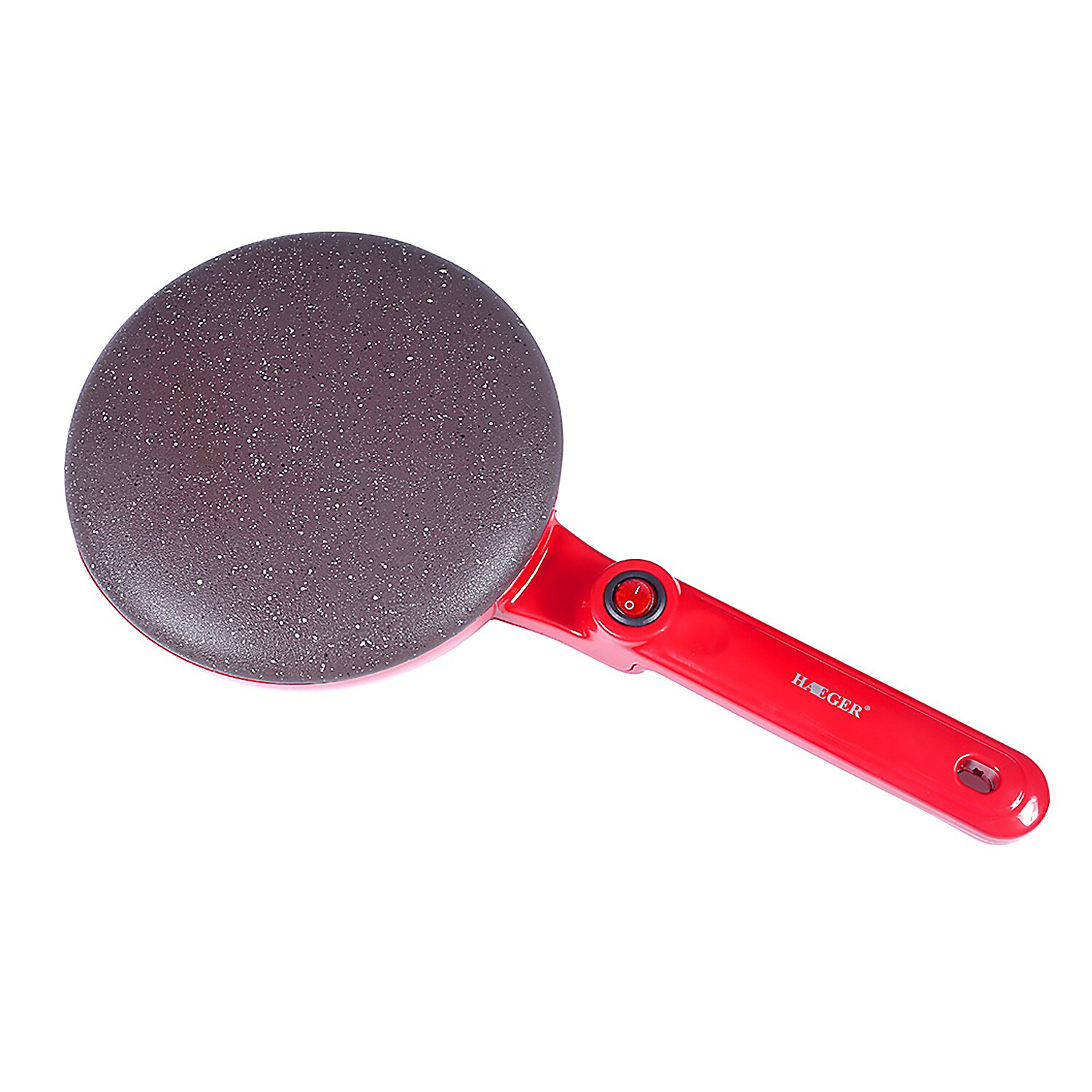 Behogar mini elektrisk crepe maker pandekager maskine nonstick ledningsfri crepe pand kage tallerken til fremstilling af pizza tortillas eu stik: Stil en eu rød