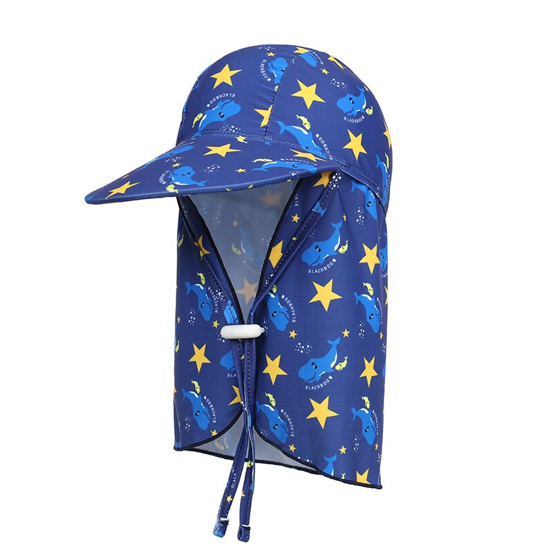 Gorra para niños con protección de cuello cubre el sol para niños gorra de natación UV de sombrero de ala grande playa ajustable de verano con cubierta de oreja