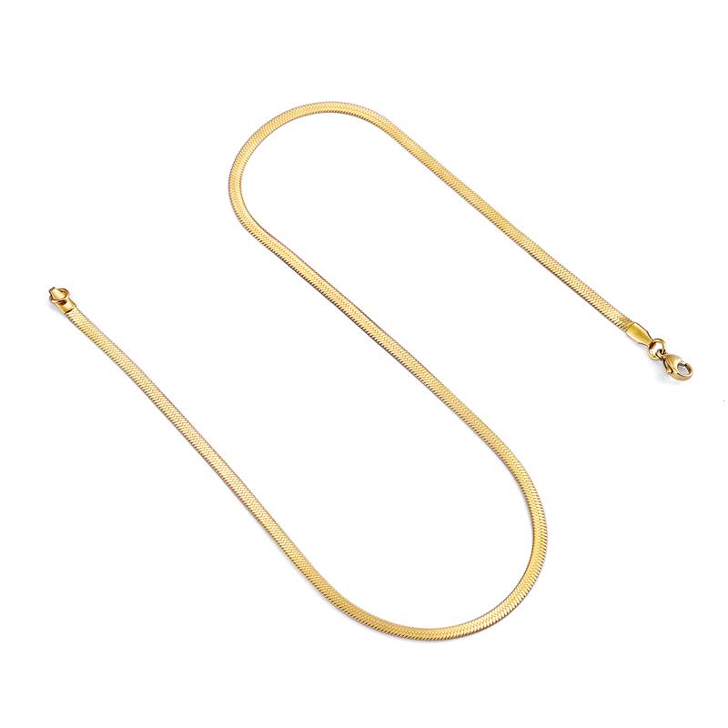 Collier plat en acier inoxydable pour hommes, chaîne serpent filmée imperméable, , bijoux, différentes longueurs, ras du cou, clavicule