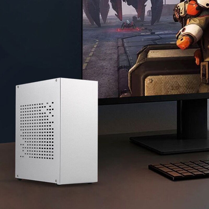 Small Form Factor Mini-ITX Case Aluminum Desktop Chassis with PCI 3.0 Riser Cable B07 HTPC Case USB3.0 ITX Enclosure