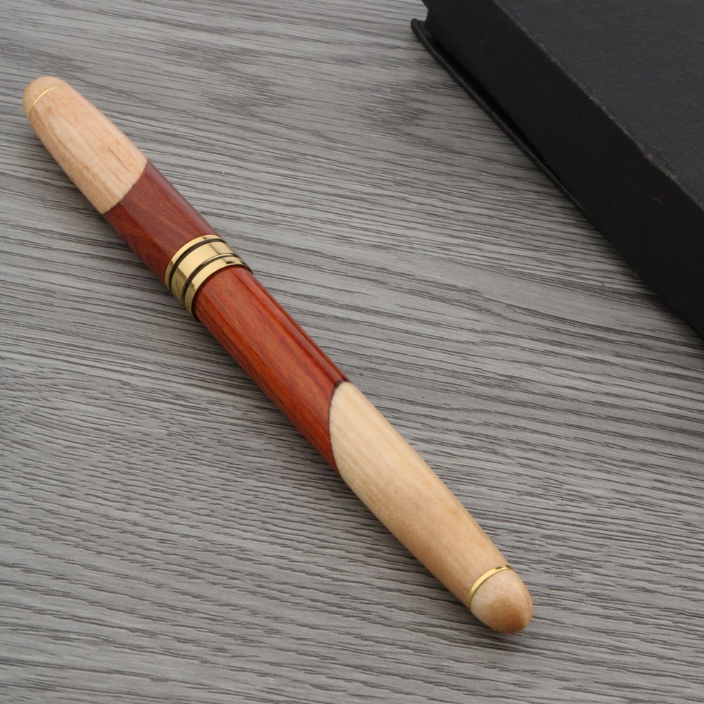 De lujo de rojo blanco pluma fuente de empalme de madera de lujo de oro M tinta bolígrafos de papelería de la Escuela de la Oficina suministros nuevos