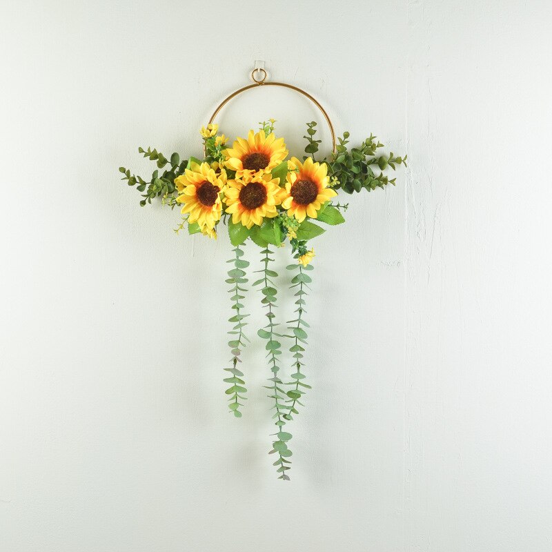 Cadre en métal géométrique de décoration de porte de couronne de cerceau à fleurs avec la fleur artificielle tenture murale de fête de mariage Décor mural