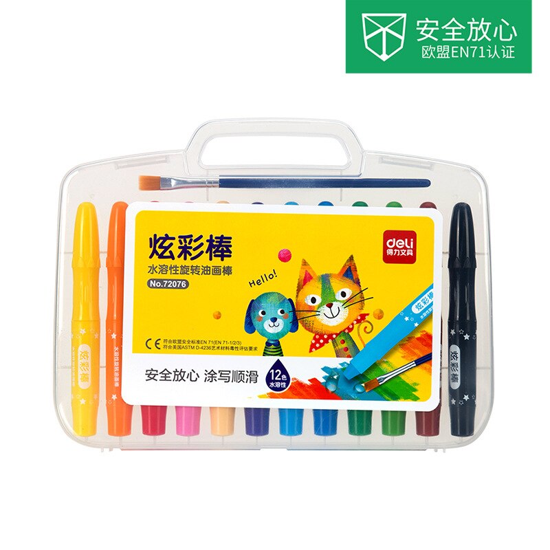 Børnetegning 12/24/36/48/60 farve diy maleri graffiti farveblyant sikker ikke-giftig vaskbar roterende farveblyant: 12 farver