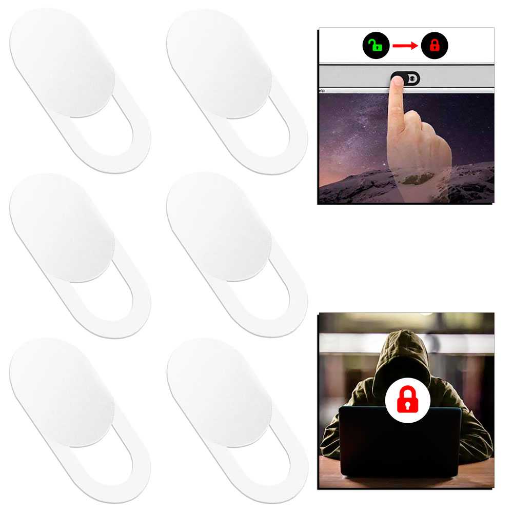 6 Tapas Tapaderas Deslizantes Pegatinas Adhesivas Tapones Cubiertas Blancas para Seguridad Privacidad Cámara Web Webcam