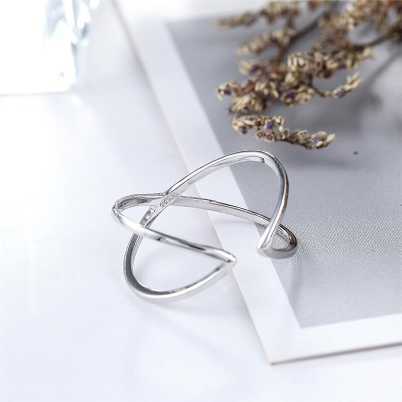 Anillo de Plata de Ley 925 con de Cruz para mujer, sortija de apertura de tamaño variable, , versátil