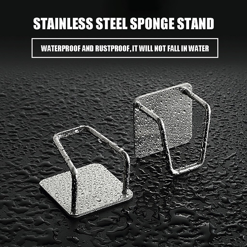 Kitchen Stainless Steel Sponges Holder Self Adhesive Sink Sponges Drain Drying Rack Kitchen Sink Accessories Storage Organizer