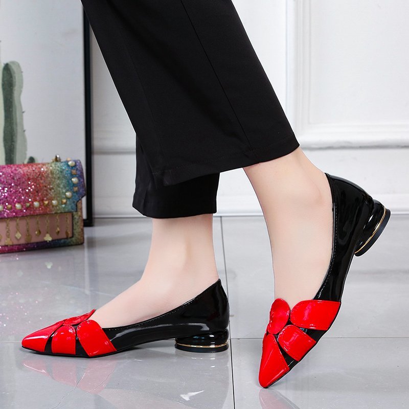 Puntige Zomer Schoenen Met Lage Hak Voor Vrouwen Enkele Schoenen En Lage Schoenen Voor Vrouwen Lente En herfst Schoenen