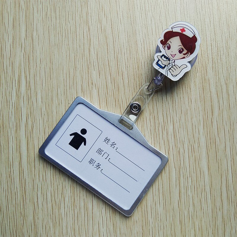 Aluminum Badge Holder Business Work Card With ABS Retractable Badge Reel ID Card Holder Nurse Accessories: NO.6