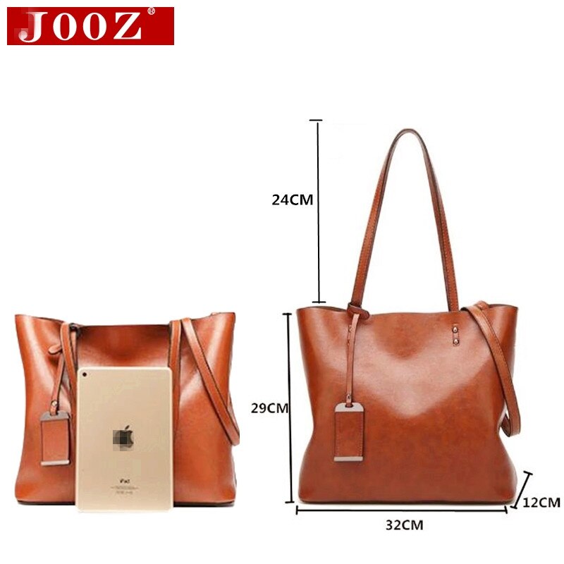 JOOZ Waxing Leather bucket bags Simple Double strap female shoulder bags For Women Messenger Bags Lady All-Purpose Shopping tote