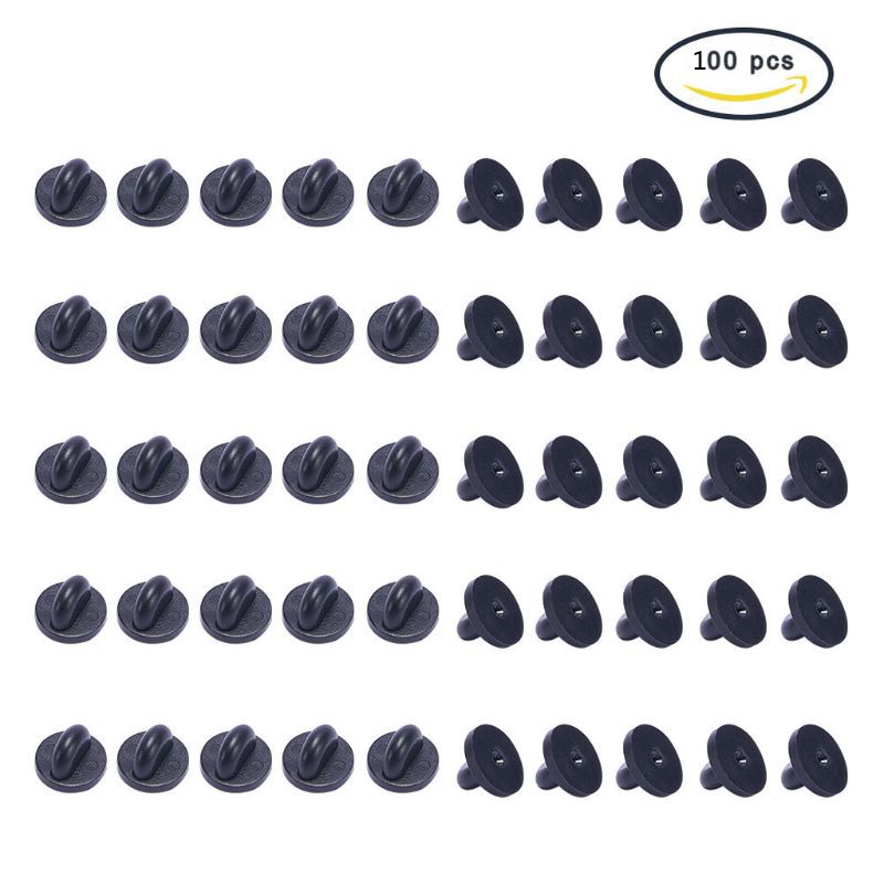 100Pcs Schwarz PVC Gummi Brosche Rücken Komfort Fit Krawatte Tack Revers Pin Brosche Sichern Halter Verschlüsse Schmuck Erkenntnisse