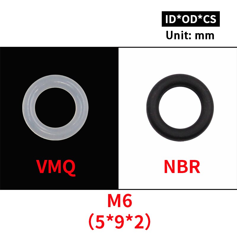 20Pcs M3 M4 M5 M6 M7 M8 M9 M10 Wit Silicon Zwarte Nbr O-Ring Seals Schroef Washer rubber Washer Pakking Ring Assortiment Pakkingen: M6 / Silicon (White )