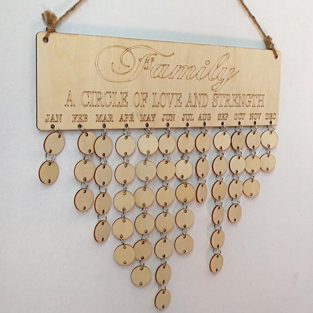 Family Birthday Calendar Reminder Tracker DIY Wall Hanging Wooden Board Crafts Wedding Anniversaries Home Party Decoration