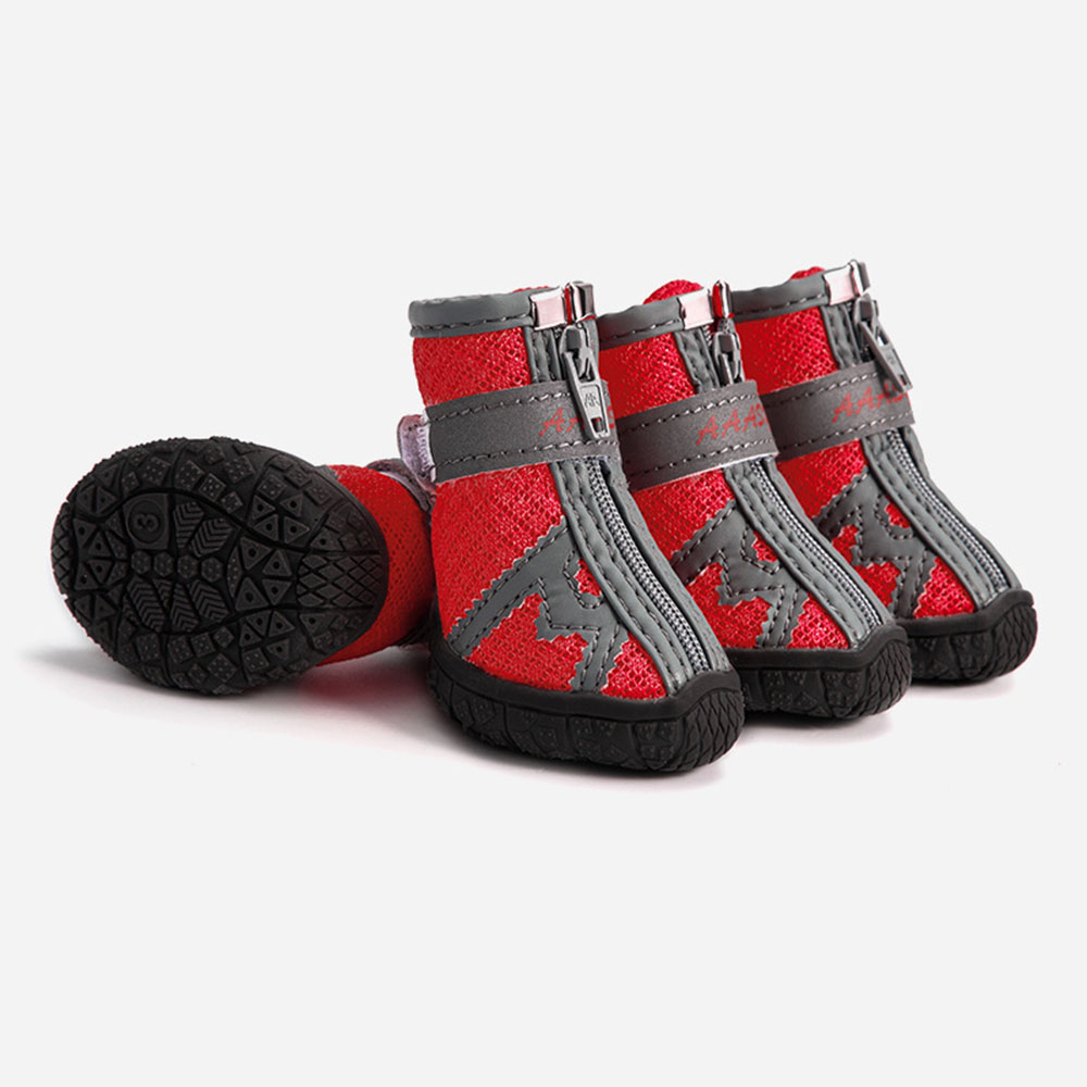 Sapatos antiderrapantes para cães, à prova d'água, para cães pequenos, chihuahua, protetor de sapato, botas para cachorro, caminhada, malha respirável, botas para animais de estimação: XL / Vermelho