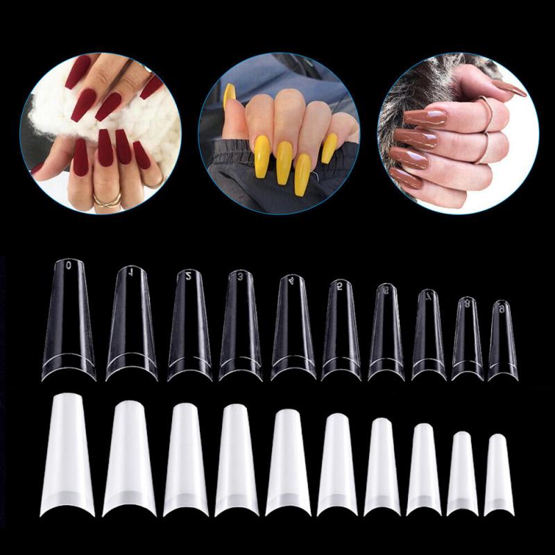 500 stuks nepnagels natuurlijke kleur nagels verlenging decoratie plastic nagel patch acryl franse halve nepnagel tips