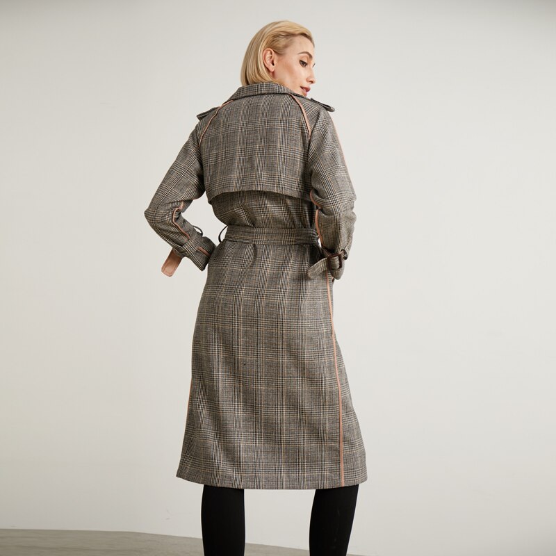 Bella Philosophie frühling herbst büro dame mantel plaid öffnen stich frauen mantel wolle und baumwolle damen vintage jacken