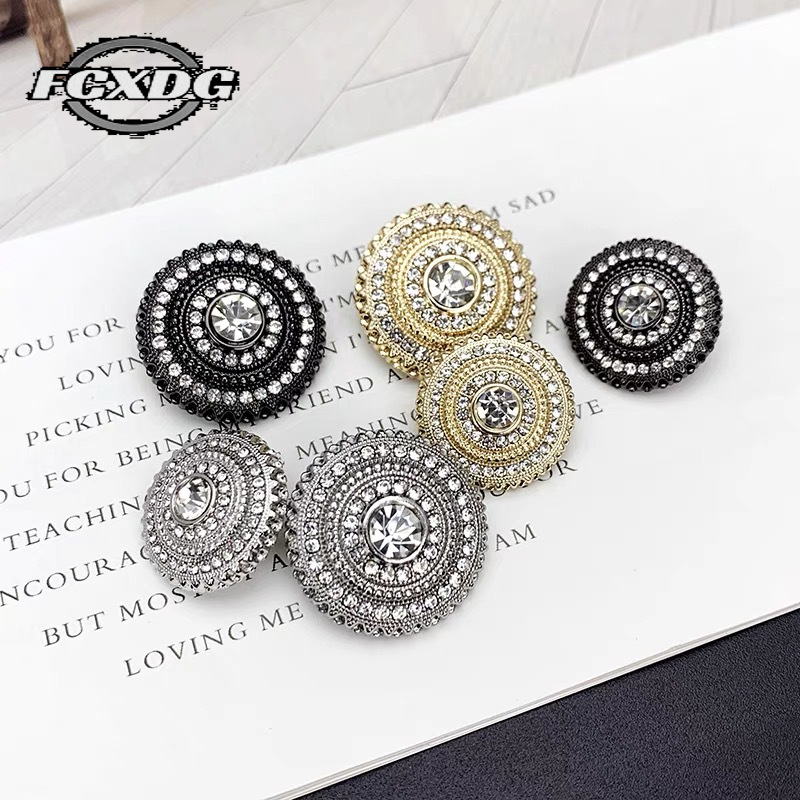 10pcs/lot Luxury Diamond Metal Button for Shirt Black Gold Silver Shank Buttons for Clothing Rhinestone Buttons for Coat