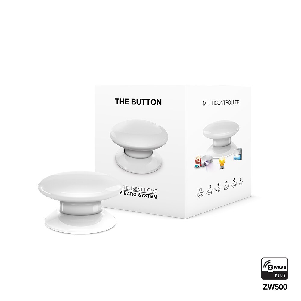 FIBARO The Button FGPB-101-1-8, Six Pre-Programmed Scenes, 8 Colors, Zwave Smart Home