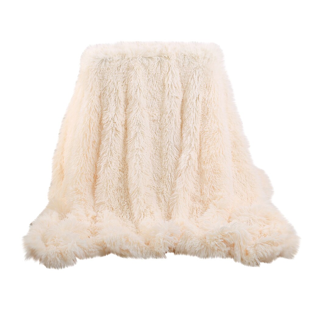 Shaggy Long Faux fur Throw Blanket Fuzzy Lightweight Plush Sherpa Fleece: Beige