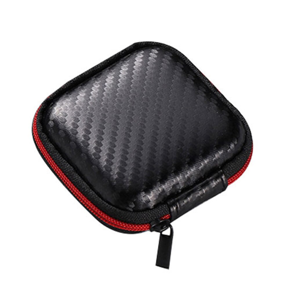 Draagbare Oortelefoon Doos Met Rits Opslag Mini Zak Ronde Vierkante Harde Tas Oortelefoon Voor Oortelefoon Sd Zak Tf Card Closet organizer: RED Square