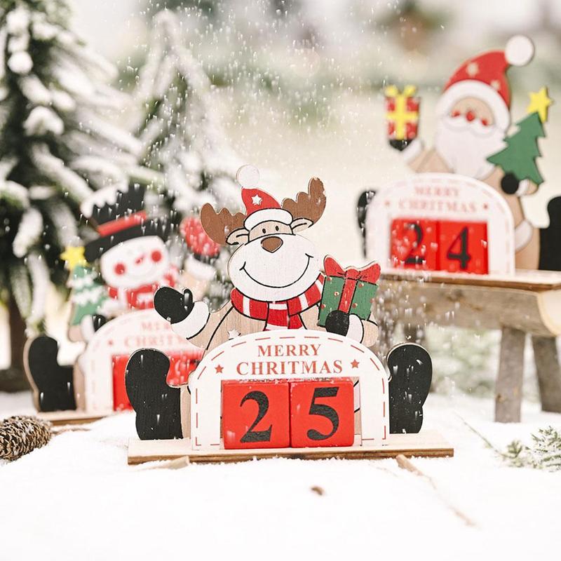 Kerst decoratie feestelijke benodigdheden houten diy countdown kalender santa decoratie creatieve kerst  d8 s 6