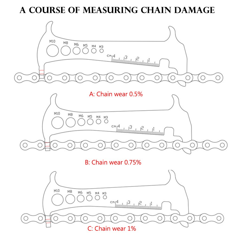 Risk 3 In 1 Bicycle Chain Checker MTB Road Bike Gauge Tool Wear Gauge Calipers Measuring Screw Chain Hook Cycling Accessories