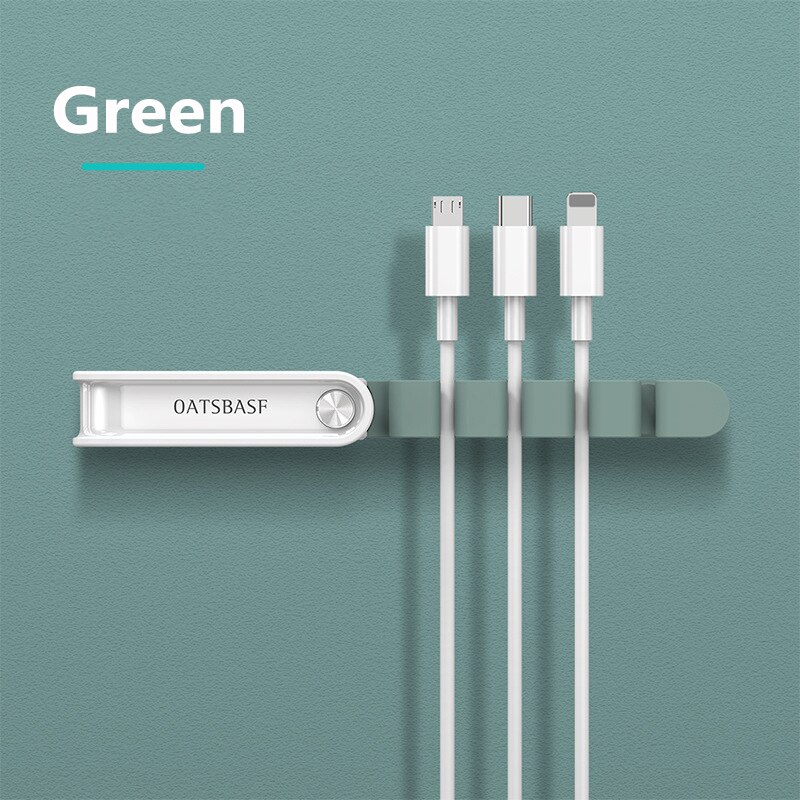 Cable Organizer Silicone USB Cable Winder Flexible Cable Management Clips For Mouse Earphone Cable Holder Plug Date Wire Clips: green