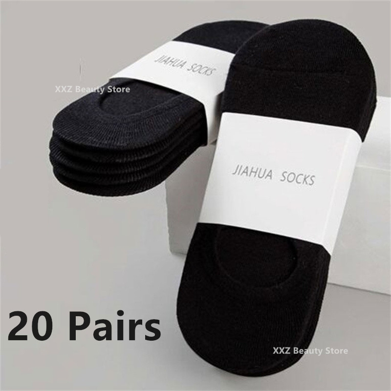 1/5/10/20 pares de calcetines náuticos de verano y otoño para hombres y mujeres, calcetines invisibles de algodón de silicona antideslizantes, calcetines tobilleros para hombre, zapatillas: Azul amarillo