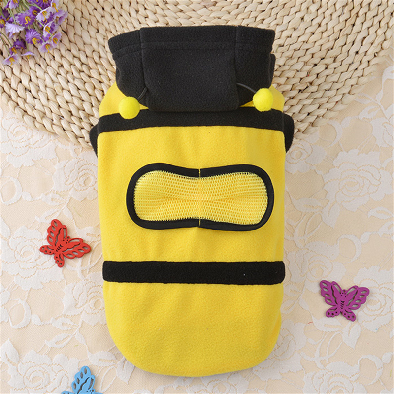 Pet Cat Clothes Funny Soft Bee Costumes Coat Four Seasons Fleece Cat Clothing For Small Cats Kitten Hoodie Puppy Dog Clothes