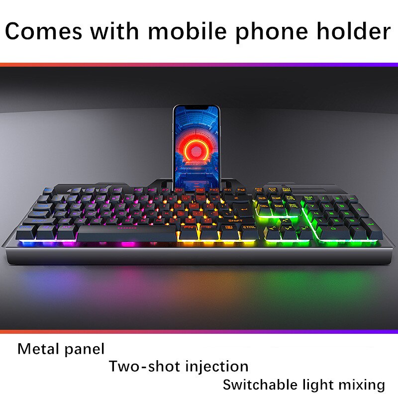 Gaming Sets RGB Keyboard Earphone Mice 3 Color Backlit Keyboard with 104 Keycaps Wired Breathing Light Mice RGB Wired Earphone: Gaming keyboard