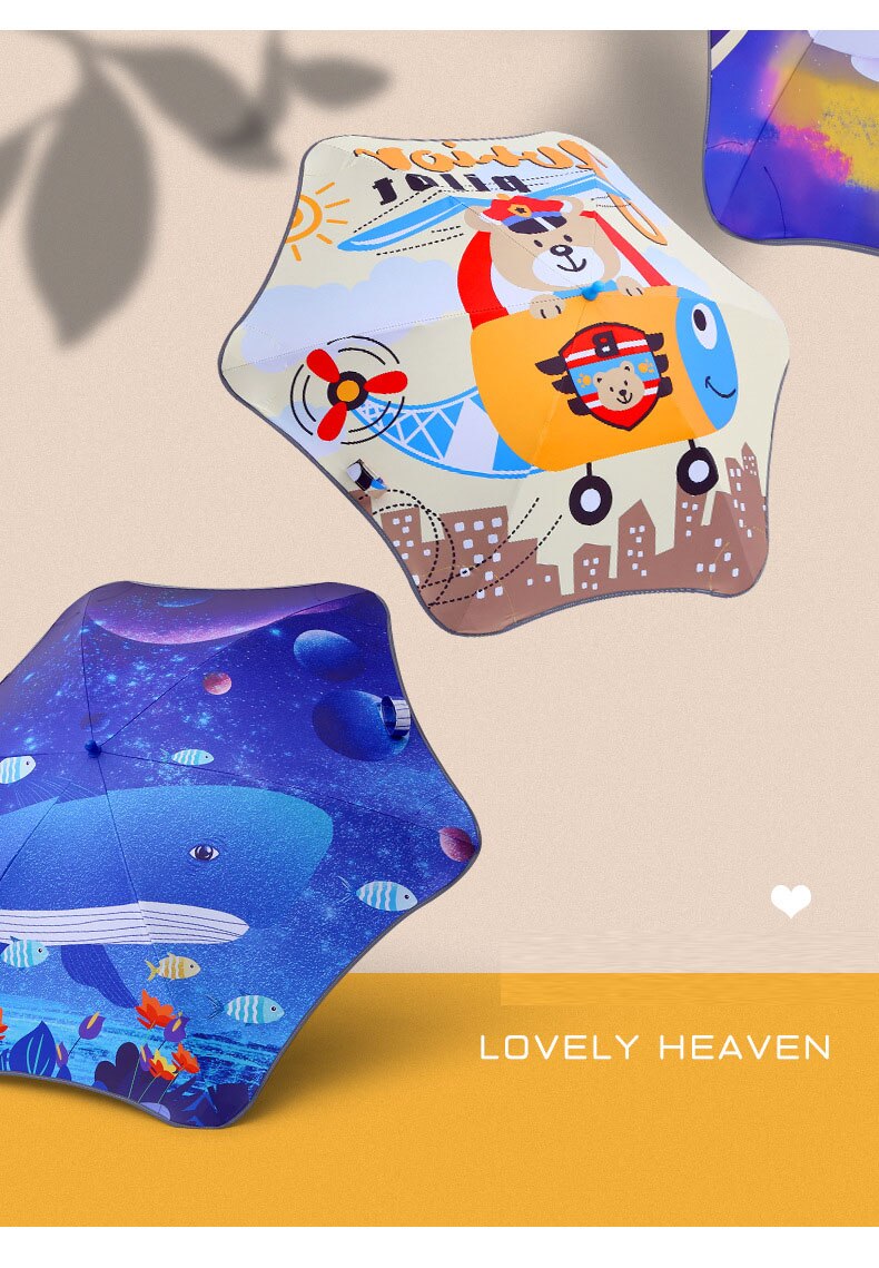 Cute Cartoon Children Umbrella with Night Reflective Strips Long-handle Kids Umbrella for School: Style 3