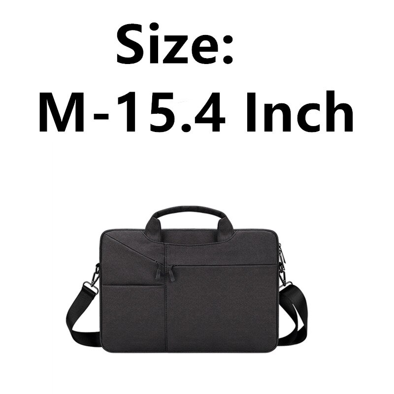 Nowy wodoodporny mężczyzna kobiet 13.3 14 15.6 Cal teczka na laptopa torebka biznesowa o dużej pojemności Messenger Notebook torba na ramię: M-15.4 Inch-Black