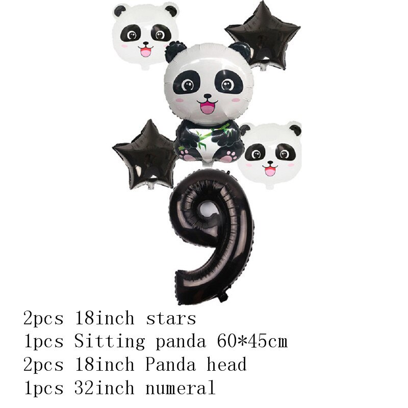 Panda Birthday Balloon Panda Banner Helium Foil Star Number Balloons Birthday Party Decoration Kids Animals Figures Aluminum: Balloon-Panda-9
