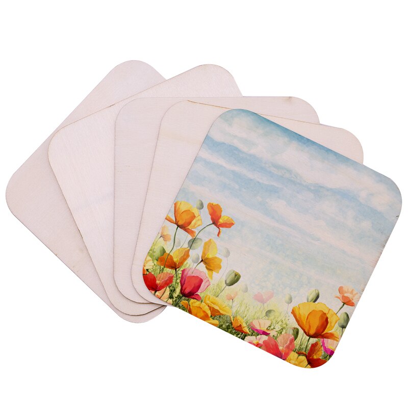 5-100pcs Natural Unfinished Blank Square Shape Wood Chips DIY Wooden Craft Ornament Wedding Home Party Decoration