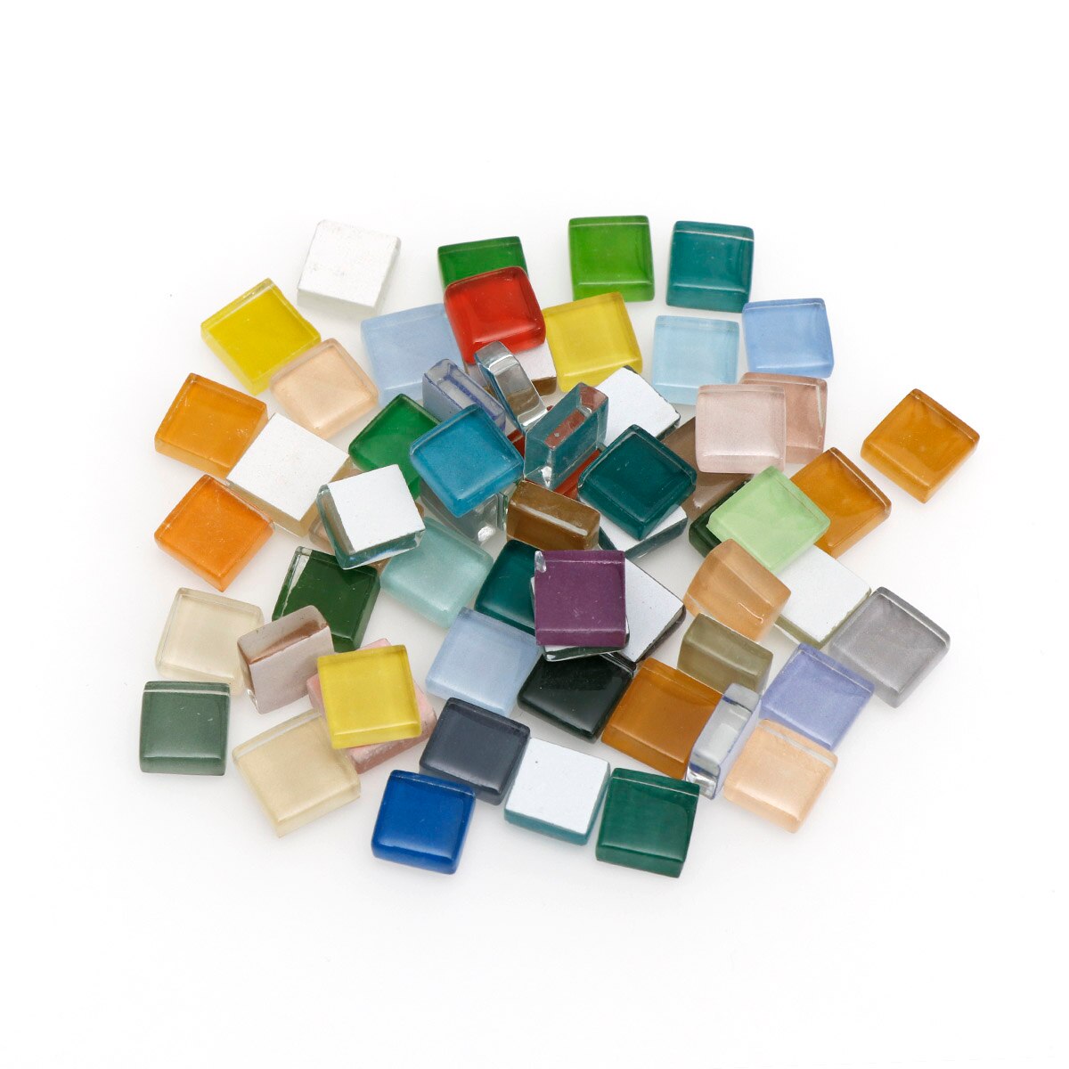 Geometriske figurer mini krystal mosaik glasfliser håndlavede børnedele 1 cm #39 firkanter: Firkant 50g