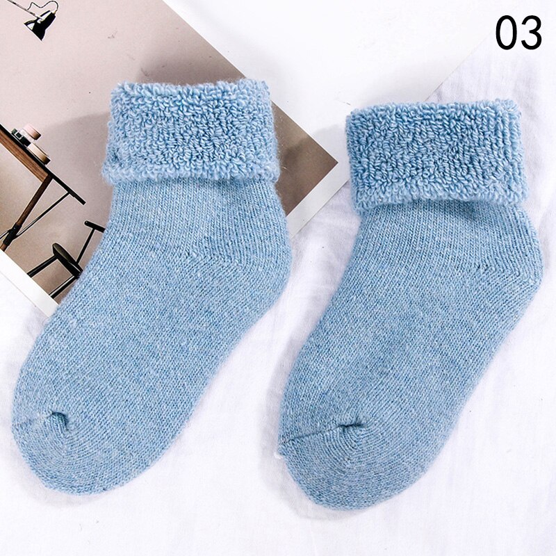 Moda wełniane grube skarpetki dziecięce dla dzieci zimowe miękkie ciepłe skarpetki dla dzieci 0-7 lat chłopcy dziewczęta termiczne podłogi elastyczne skarpety: 2 / 0-3 Years