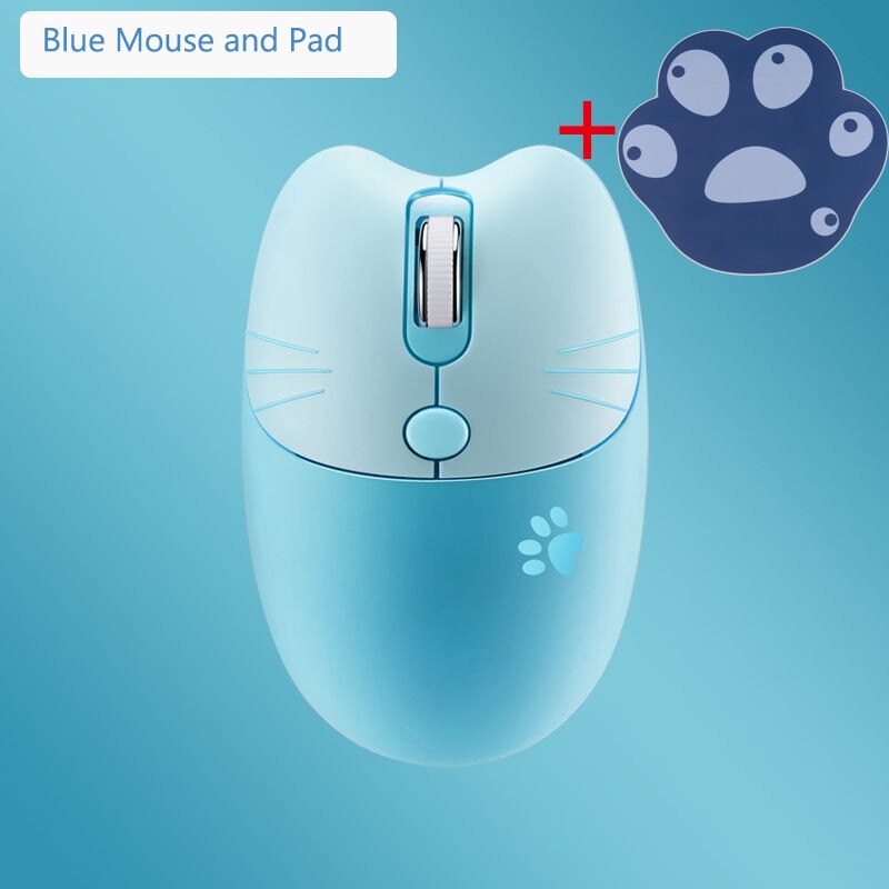 Usb Draadloze Muis Optische Stille Roze Muis 3 Dpi Verstelbare Ergonomische Muizen Spel Kantoor Leuke Mause Voor Laptop: Blue with blue pad