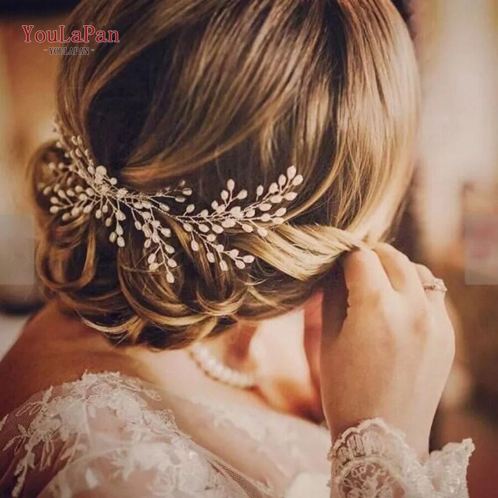 YouLaPan, peineta de boda, tocado de perlas, pinza para el pelo para el cabello para novia, tocados de boda, joyería para el pelo de novia HP182