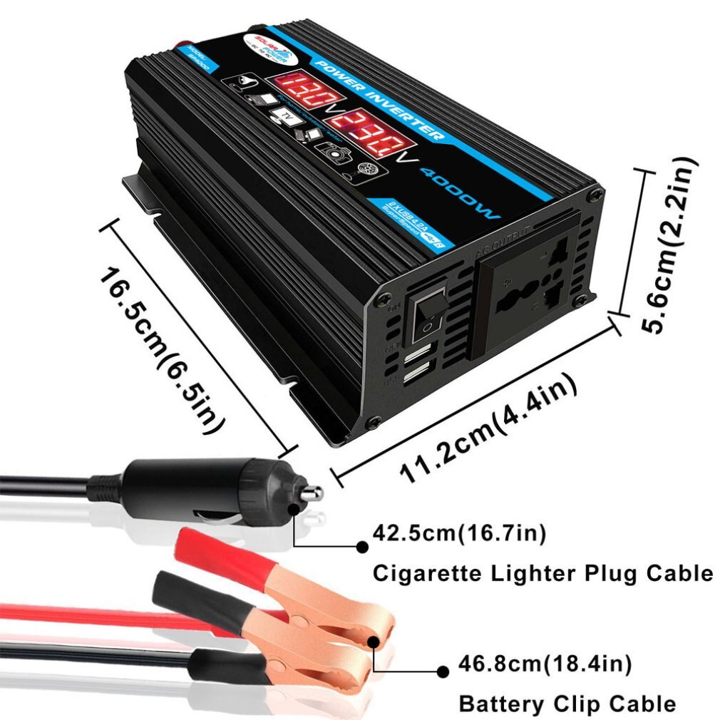 6000W Digitale Auto Omvormer 12V Naar 220V Gemodificeerde Sinus Omvormer Spanning Converter + Lcd Display