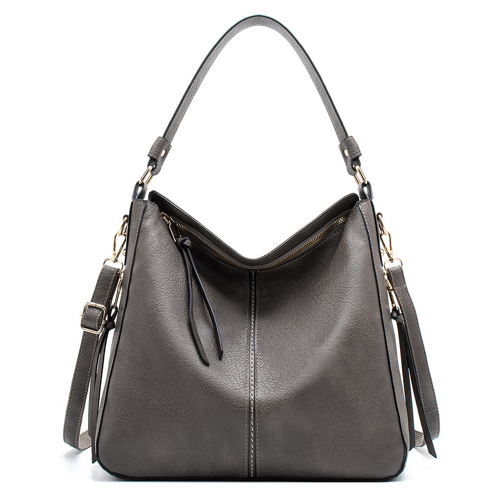 Luxus Handtaschen Frauen Taschen Faux Leder Taschen Für Frauen Hobos Europa Umhängetasche Damen Vintage Große Tragetaschen: Grau