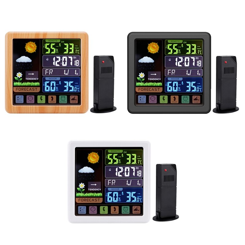 Weerstation Ts 3310 Indoor Outdoor Thermometer Hygrometer Wekker Draadloze Sensor Barometer
