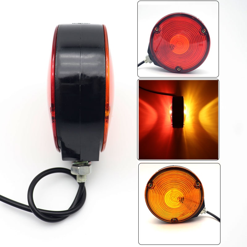 Luz de posición lateral de bombilla de 12V, luz roja y amarilla de doble cara, lámpara de señal de tipo redondo para automóviles, camiones, remolques y camiones, accesorios para automóviles