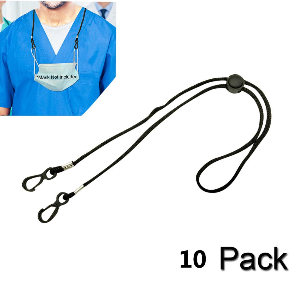 Cuerda ajustable para colgar mascarillas, cordón práctico y conveniente para descanso de máscaras de seguridad, soporte para las orejas, con gancho para el cuello, 10 Uds.