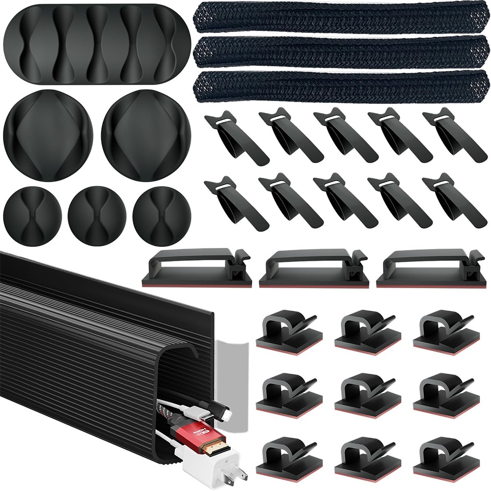 32 stuks bureau onder kabelbeheerkit snoerorganisator kabelbaan kabelhuls zelfklevende kabelclips snoerclips kabelorganizer: Default Title