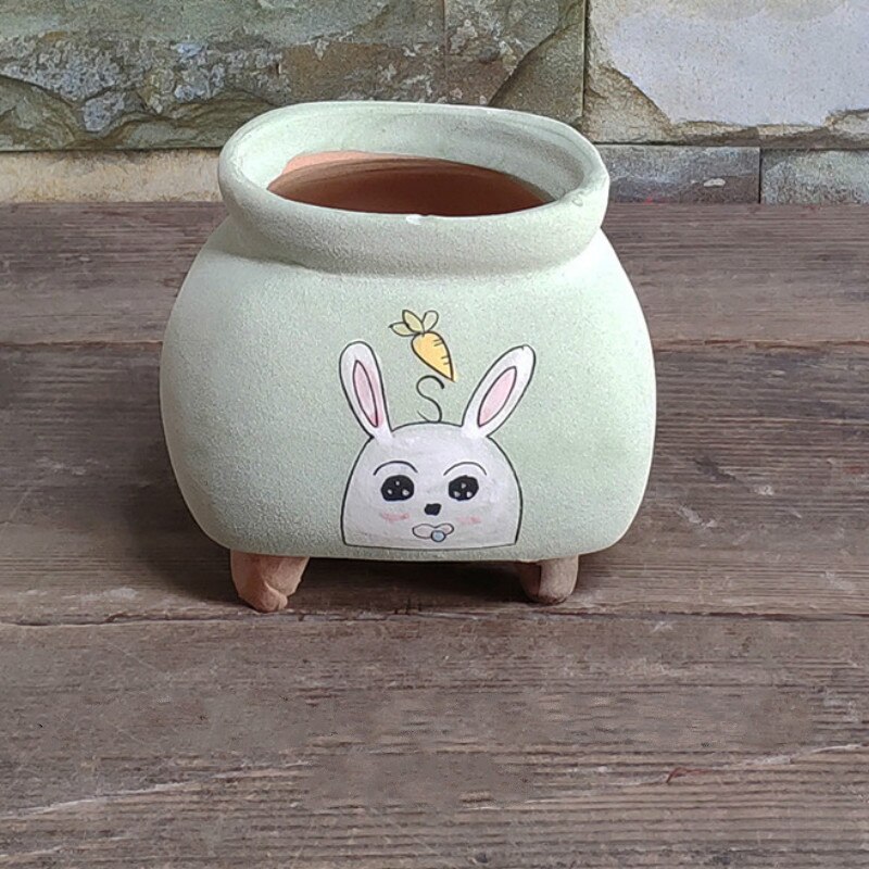 Cartoon Flower Pot Hand-Painted Plant Pot Succulents Pot Desktop Potted Home Decoration: E
