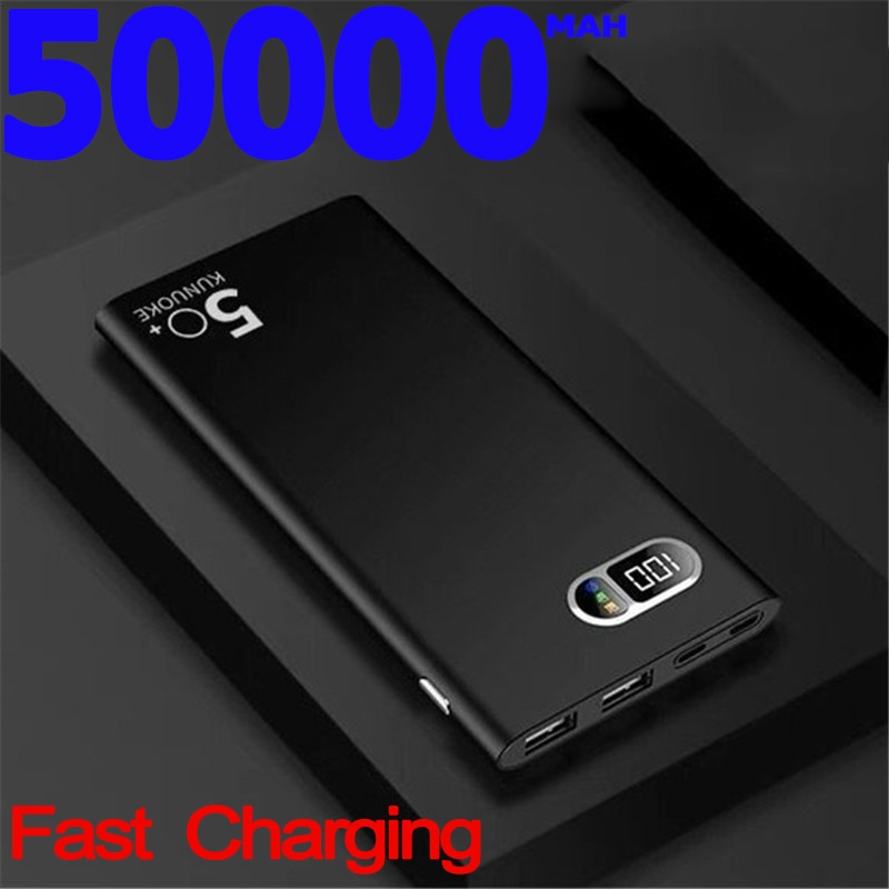 Power Bank 50000mA Large Capacity 2USB Digital Display Outdoor Travel Emergency Ultra-thin Mobile Power Portable Charg