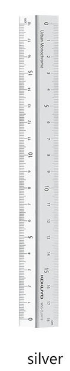 TUNACOCO Japanse KOKUYO WSG 19cm Vouwen Eenvoudige Heerser Leren Briefpapier Tekening opstellen regels Levert Qt1710141: silver-transprancy