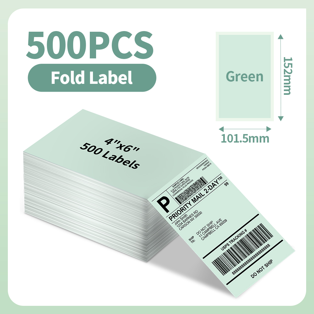 500Pcs Thermal Paper 4x6 Fan-Fold Labels Supplies Phomemo 241BT 246S D520BT Label Printer for Package Adress Business: Red