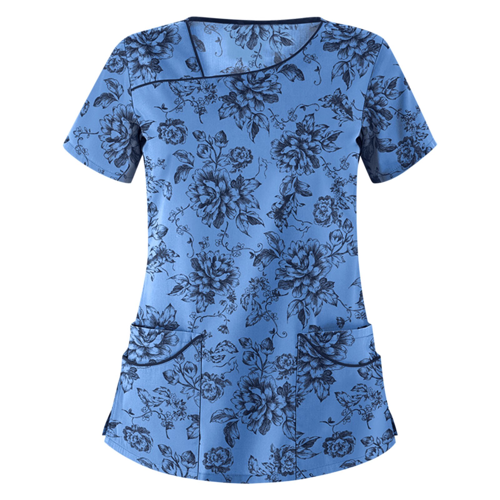 Uniforme de gommage pour femmes, uniforme de travail à manches courtes, Blouse imprimée à fleurs, J30,: BU / S