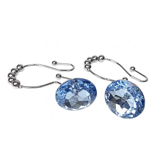 12 Stks/set Badkamer Bling Ronde Acryl Strass Decoratieve Douchegordijn Haak: Blauw